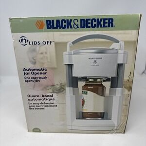 Black And Decker Lids Off White Automatic‎ Electric Jar Opener JW200 NOS NEW